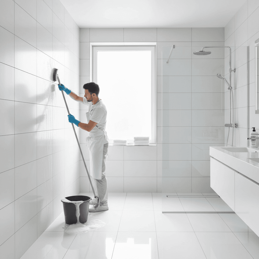Bathroom scrub top to bottom