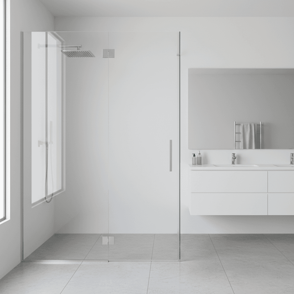 Sparkling clean glass shower door
