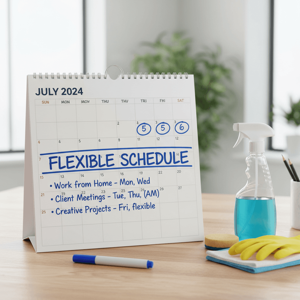 Calendar with cleaning supplies