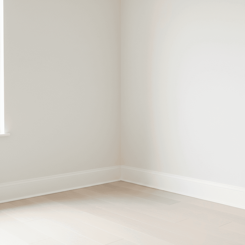 Clean baseboards and wall corner in empty room