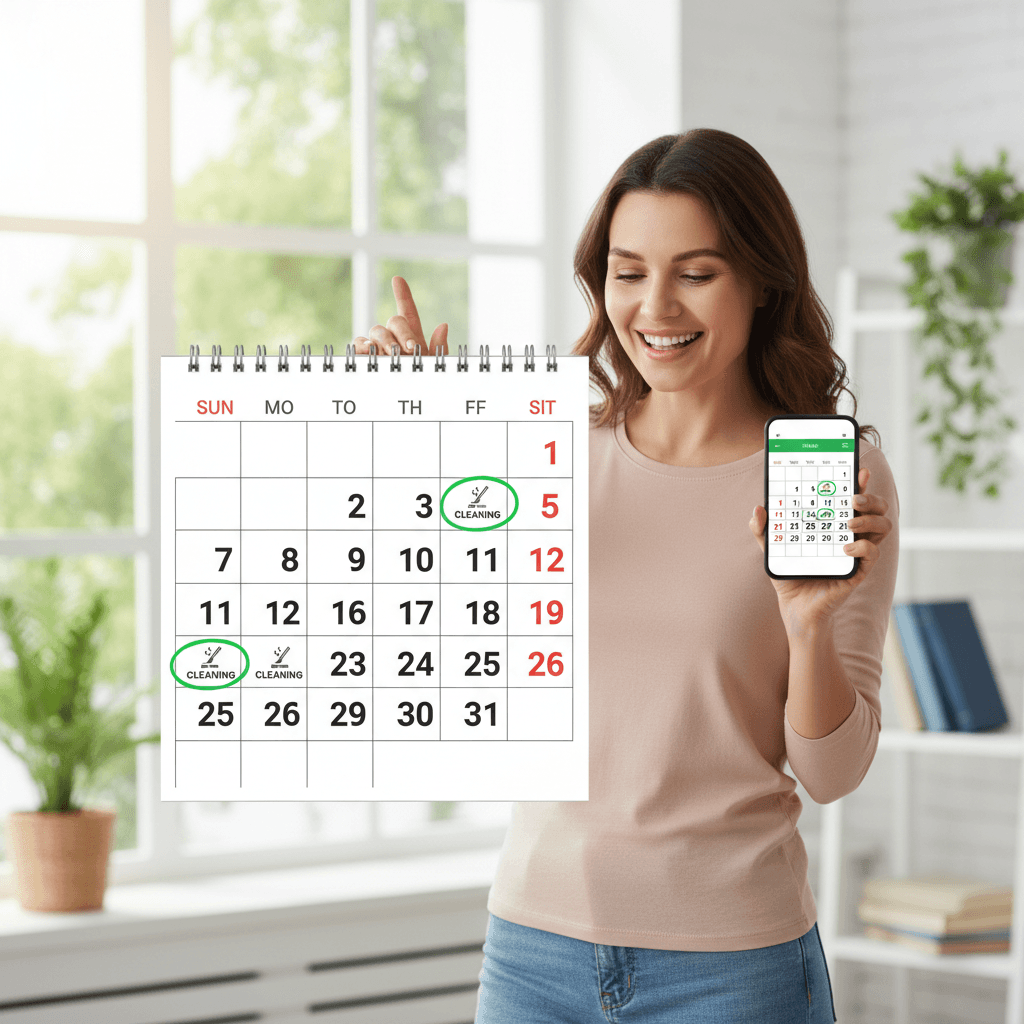 easy cleaning schedule on a smartphone