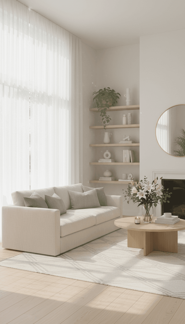 Sunlit clean living room